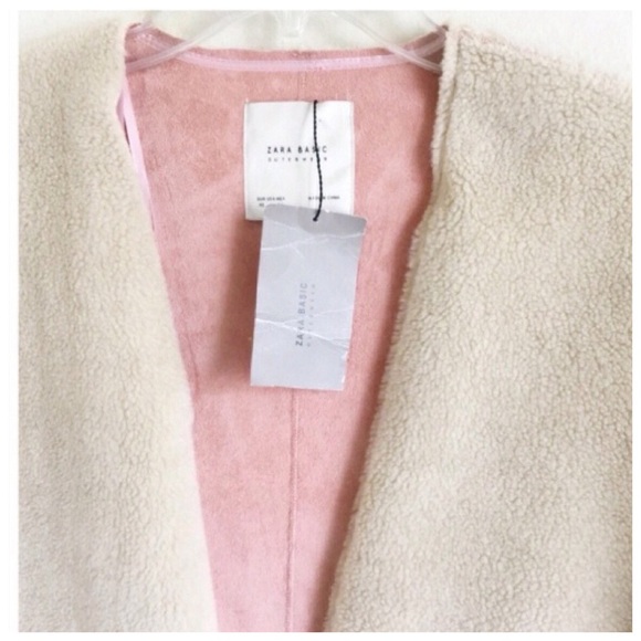 Zara 2 Sided Suede Teddy Coat pink/beige/cream - Picture 9 of 9